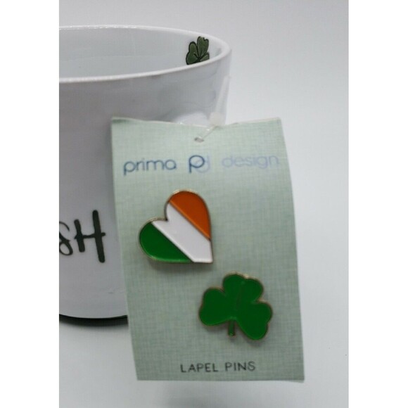 Kiss Me I'm Irishish Large Ceramic Coffee Mug With 2 Lapel Pins Prima Design - Picture 6 of 15